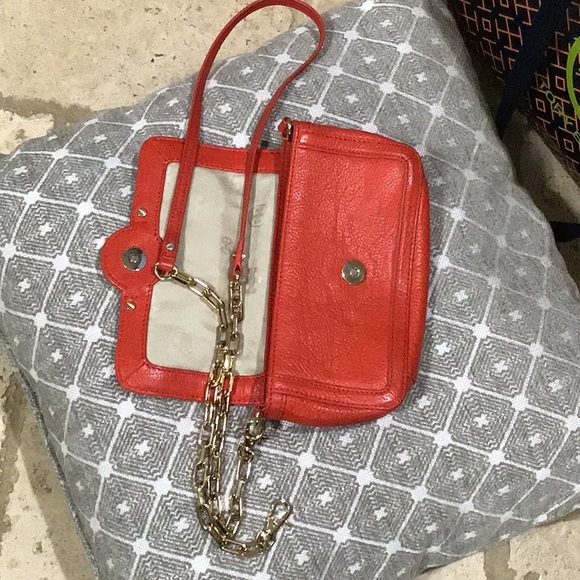 Tory Burch Cross Body Bag pebbled leather Red Smaller 9in. X 5in. approx. - Picture 11 of 15